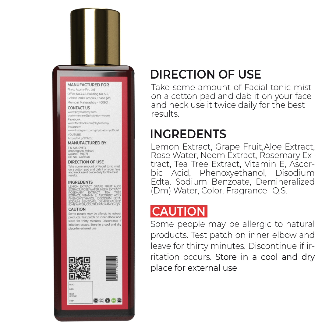Lemon Grapefruit Facial Tonic Mist (200 ml)